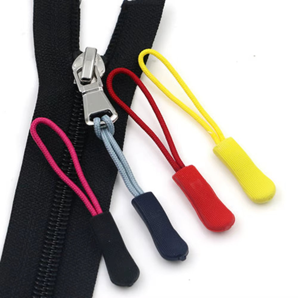 10Pcs Zip Cord Tab Replacement Clip Zipper Pull Puller End Fit Rope Tag Fixer Broken Buckle Travel Bag Suitcase Tent Backpack