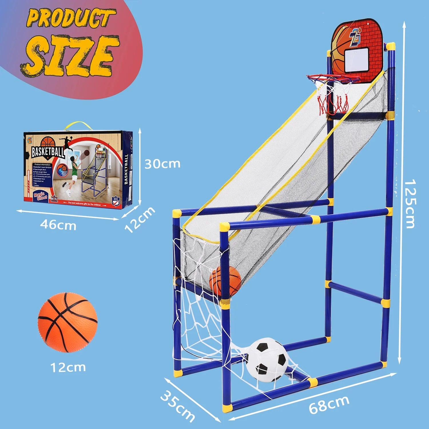 Basketball Hoop Arcade Game Toy for Kids, 2 in 1 Basketball Hoop Soccer Game Toys, Basketball Hoop Indoor Outdoor with 4 Balls for Age 3+ Years Boys Girls
