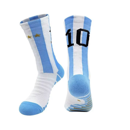 Children National Team Youth Professional Soccer Football Socks Messi Ronaldo Soccer Sock Kids above Knee Long Breathable Sock