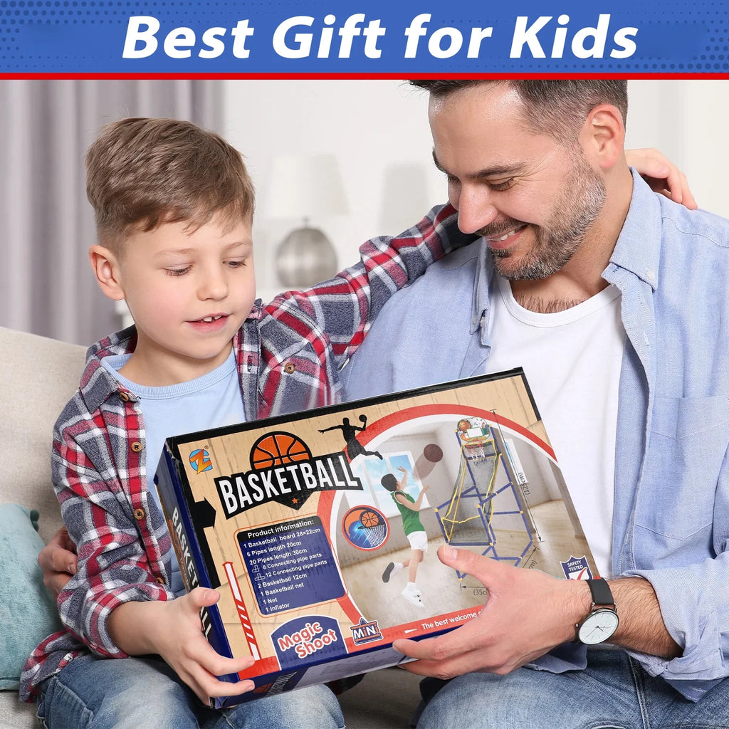 Basketball Hoop Arcade Game Toy for Kids, 2 in 1 Basketball Hoop Soccer Game Toys, Basketball Hoop Indoor Outdoor with 4 Balls for Age 3+ Years Boys Girls