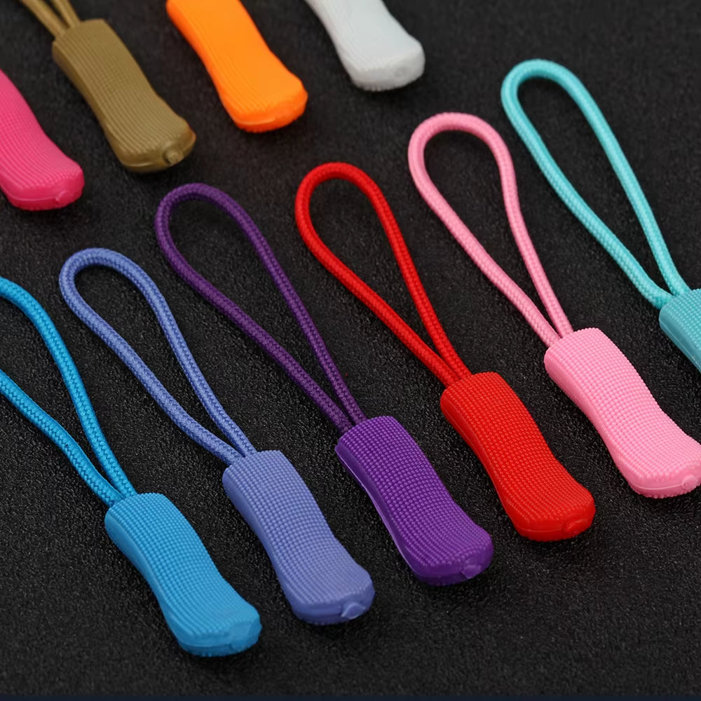 10Pcs Zip Cord Tab Replacement Clip Zipper Pull Puller End Fit Rope Tag Fixer Broken Buckle Travel Bag Suitcase Tent Backpack