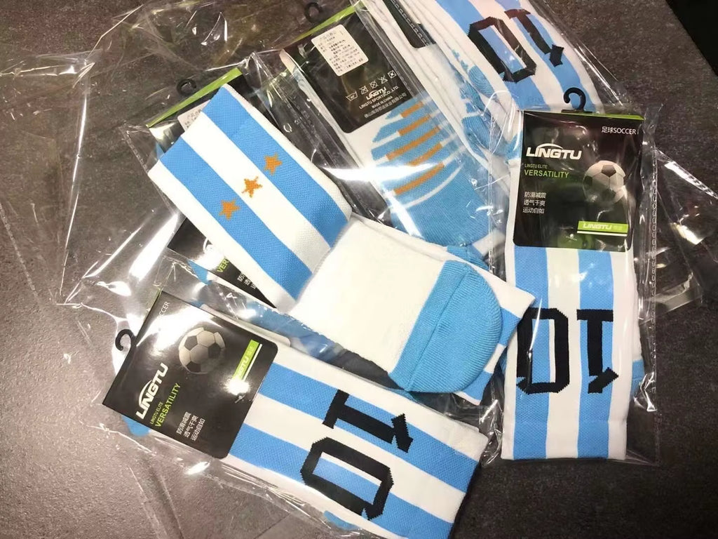 Children National Team Youth Professional Soccer Football Socks Messi Ronaldo Soccer Sock Kids above Knee Long Breathable Sock