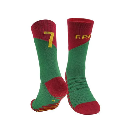 Children National Team Youth Professional Soccer Football Socks Messi Ronaldo Soccer Sock Kids above Knee Long Breathable Sock