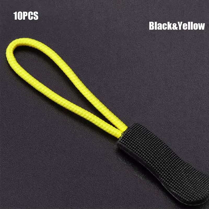 10Pcs Zip Cord Tab Replacement Clip Zipper Pull Puller End Fit Rope Tag Fixer Broken Buckle Travel Bag Suitcase Tent Backpack