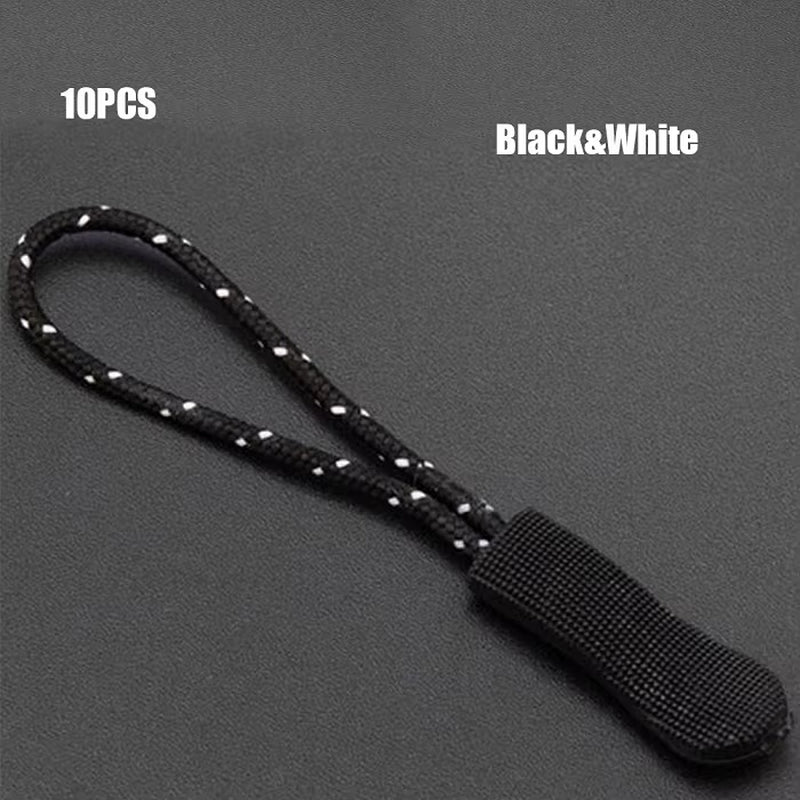 10Pcs Zip Cord Tab Replacement Clip Zipper Pull Puller End Fit Rope Tag Fixer Broken Buckle Travel Bag Suitcase Tent Backpack