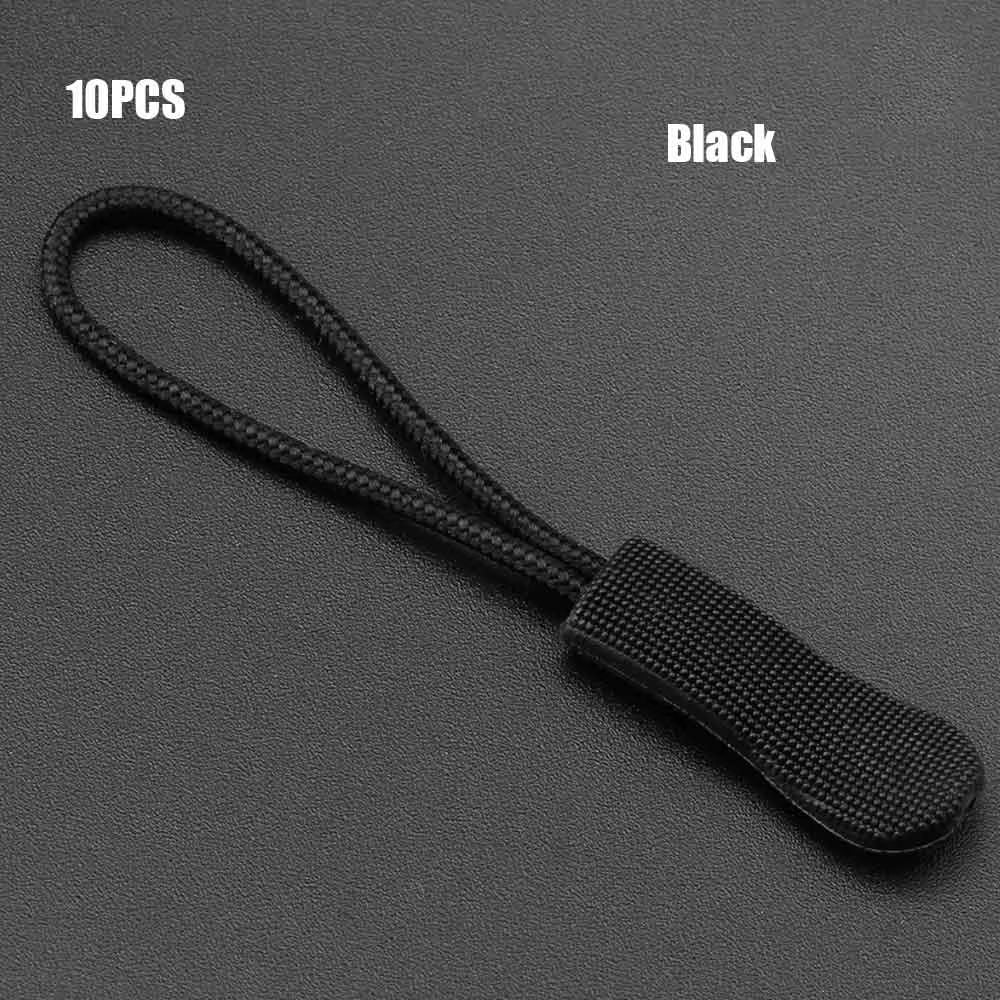 10Pcs Zip Cord Tab Replacement Clip Zipper Pull Puller End Fit Rope Tag Fixer Broken Buckle Travel Bag Suitcase Tent Backpack